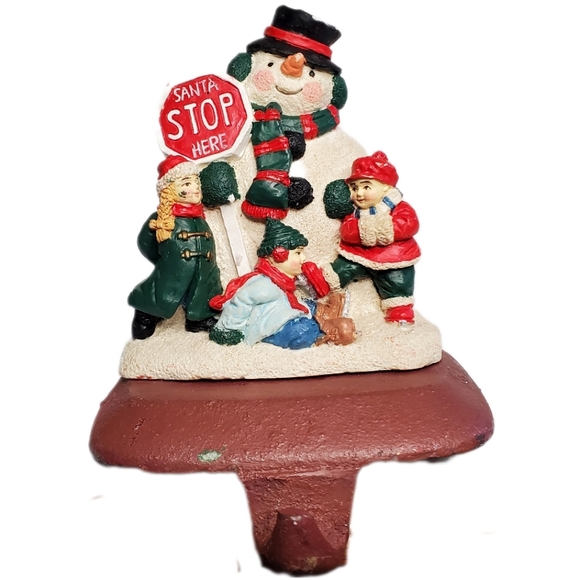 New Creative Enterprise  Vintage (1993) Snowman Crossing Guard Stocking Hanger - Picture 1 of 7